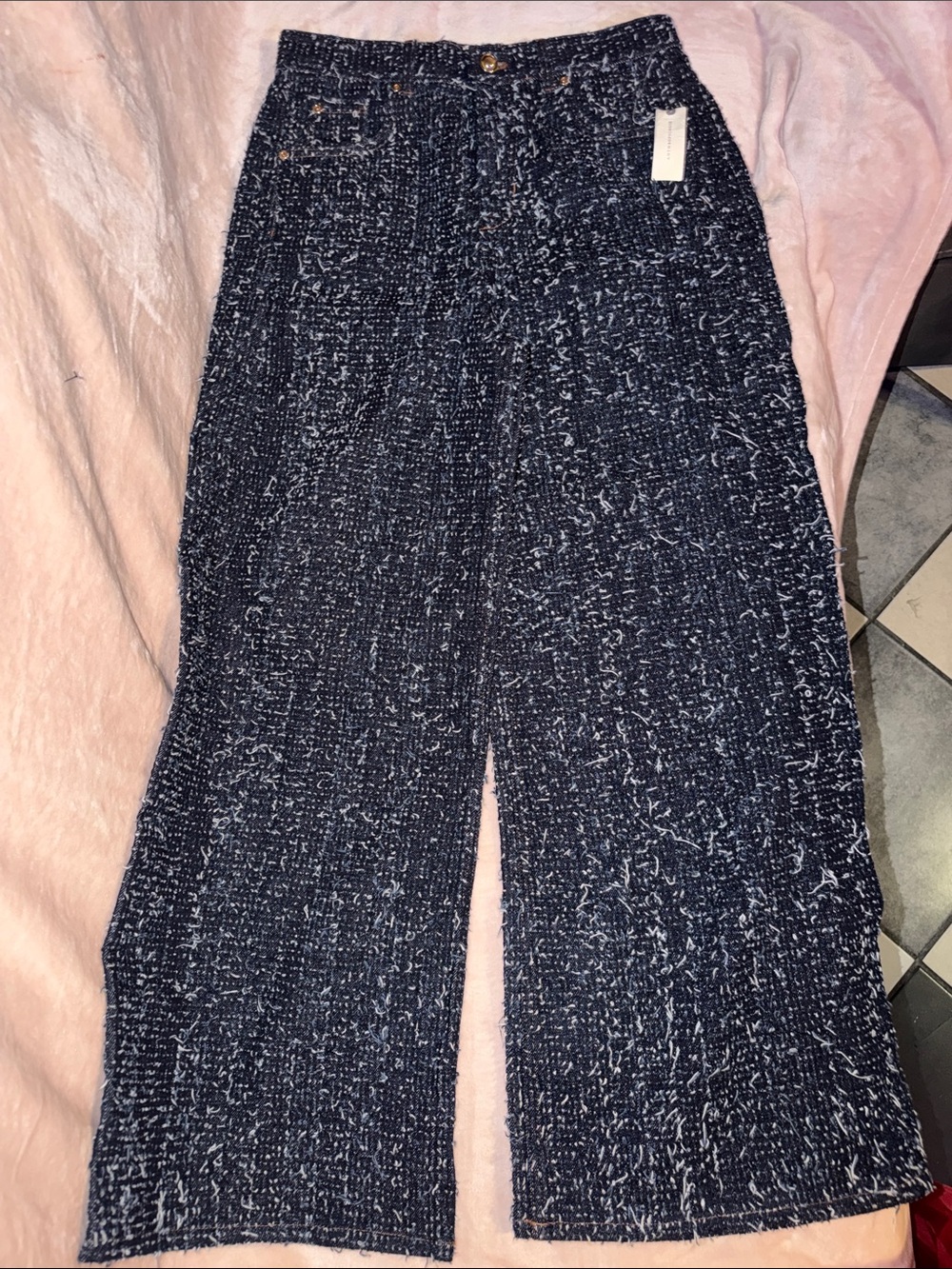 Anthropologie Navy and White Textured Tweed Jeans